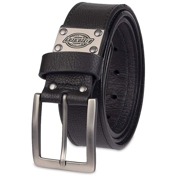 Men's Casual Leather Belt Black Plaque